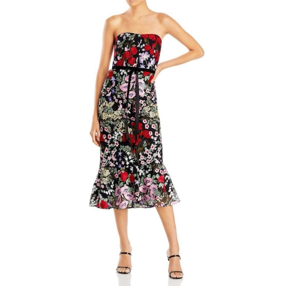 Sam Edelman Strapless Floral Embroidered Midi Dress